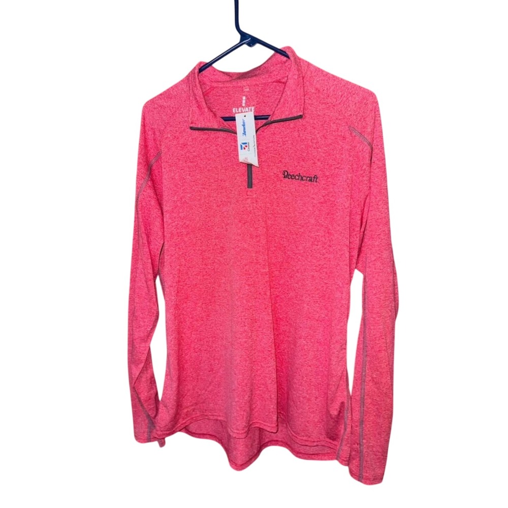 Elevate Taza Quarter Zip Pullover XL Red Beechcraft Logo Knit Sport Top NWT